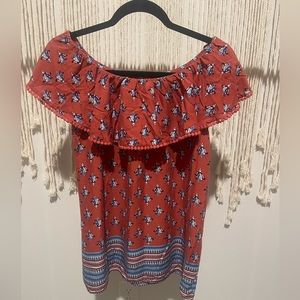 Boho Boutique Chic Dressy Casual Off-the-Shoulder Blouse Flowy Size S